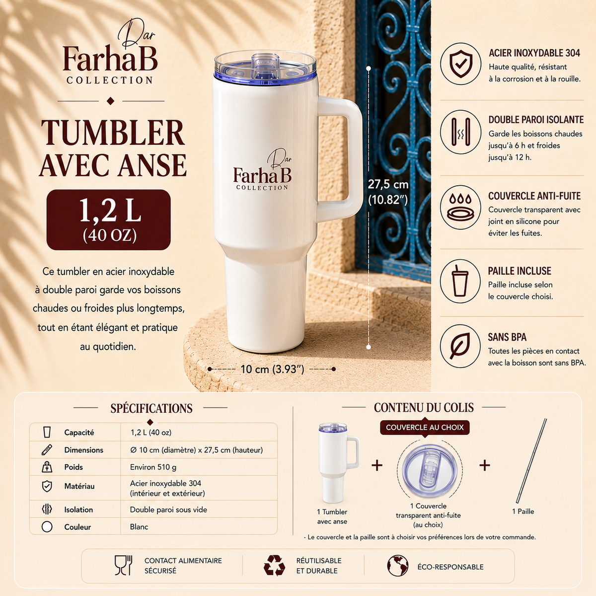 Tumbler avec anse Mamie Farha